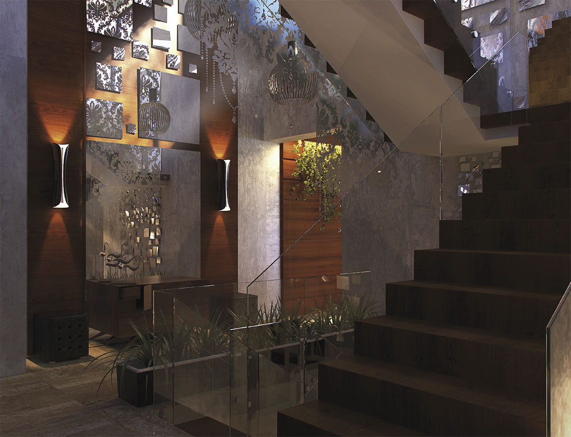 Villa Cala D'Ór El Campello luxury inoxidable steel and wood stairs, luxury house, new building,  marble swimming pool