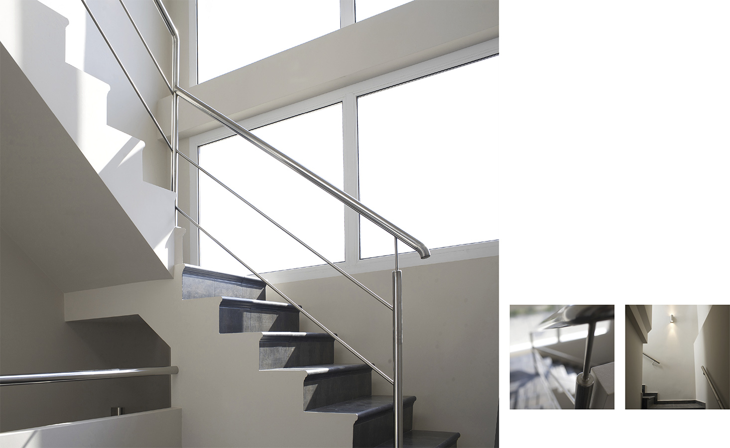 Casa Coveta luxury refurbishment black and white contrast stair, Campello Alicante